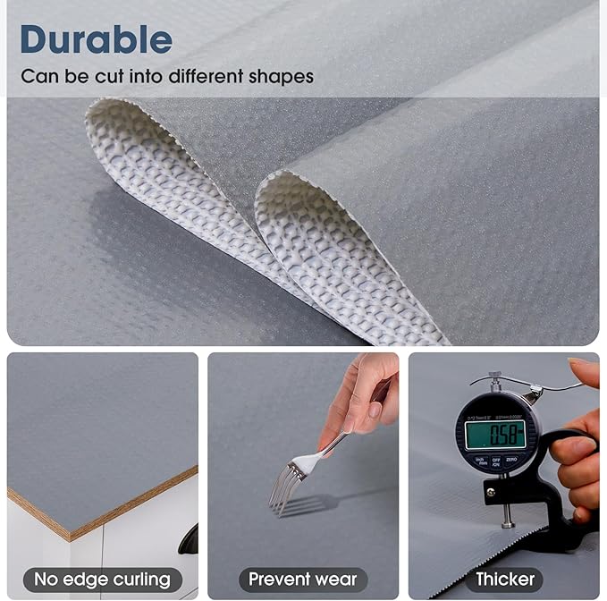 ALIUNI Drawer and Shelf Liner, Non-Slip Kitchen Cabinet Liners Non-Adhesive Thick Strong Grip Waterproof Washable Mats Protect Dresser Shelves Cupboard Bathroom Cabinets, Pure Gray, 12 in X 30 FT