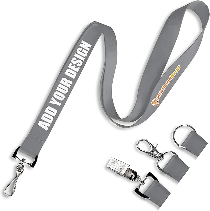 Wristband Bros Custom Lanyards For ID Badges, Keys & More | Add Text & Logos | Choose Your Attachment | Bulk Quantities For Events