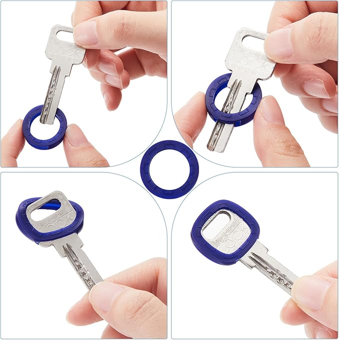 Blulu 80 Pcs Key Labels Key Color Covers Caps Tags Covers Set Plastic Keys Identifier Rings Toppers for Tags Organization House, 2 Styles(Vintage Color)