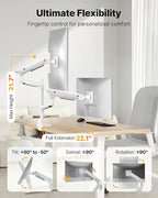 monTEK Sleek Aluminum Monitor Arm for 17–57” Ultrawide Screens up to 59.4 lbs, USB 3.0 A/C, Heavy Duty Dual Monitor Arm Desk Mount, Pneumatic Lift, Quick-Release Plate, Clamp/Grommet, max VESA 100x100