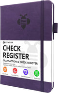KUMEER Check Register – Elegant Check Registers for Personal Checkbook with Check & Transaction Registers, Hardcover Checkbook Log 5.2x7.6" (Purple)