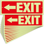 iSYFIX Exit Signs with Directional Left Arrow - 12 Pack 12x4 Inch Glow in the Dark for Business, School, Office, Warehouse - Durable 40 Mil Polystyrene, UV Laminated, Waterproof, Scratch & Fade Resistant