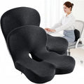 Orthopedic Cushion for Office Chair and Car, Memory Foam Seat Cushion with Lumbar Support Pillow, Instant Relieve Pressure on Back, Hips, Tailbone, Improves Sitting Posture (2, Black)