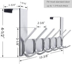 WEBI Over The Door Hooks Door Hanger:Over The Door Towel Rack with 6 Hooks for Hanging,Door Coat Hanger Towel Hanger Over Door Coat Rack for Towels,Clothes,Silver,2 Packs