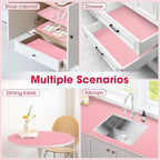 ALIUNI Drawer and Shelf Liner, Non-Slip Kitchen Cabinet Liners Non-Adhesive Thick Strong Grip Waterproof Washable Mats Protect Dresser Shelves Cupboard Bathroom Cabinets, Pink, 12 in X 10 FT