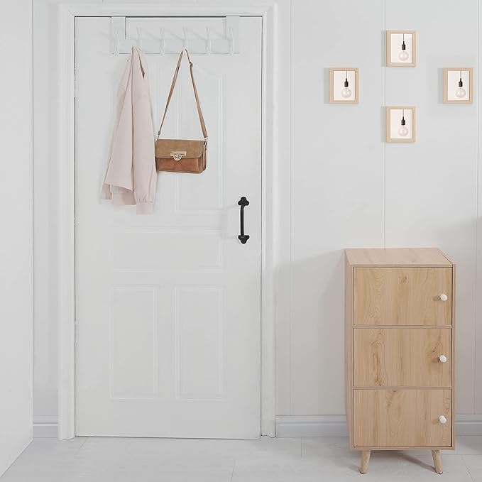 WEBI Over The Door Hooks,Over Door Towel Rack,Door Hanger,Door Coat Hanger,Door Coat Rack,Door Hooks for Hanging Clothes,Back of Door,White