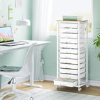 SYKIARIOL Rolling Cart with Drawers,12 Drawer Rolling Cart,Rolling storage cart with drawers,White Rolling Drawer Cart,Teacher Rolling Cart for Classroom Storage,Craft Cart with Wooden Tabletop