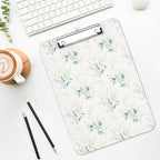 Luminzo Plastic Cute Clipboard Low-Profile Metal Clip, A4 Letter Size 9 x 12.5 in, 8.5 x 11 Paper Clip Board for Teachers, Nurses, Classroom,Green Leaf