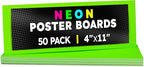 Hygloss Small Poster Board 4x11 - 50 Neon Green Single Color Poster Boards Bulk Pack - 10 Pt. Thickness Colored Poster Board Paper for Projects, Flash Cards, Signs - Posterboard Multipack 4" x 11"
