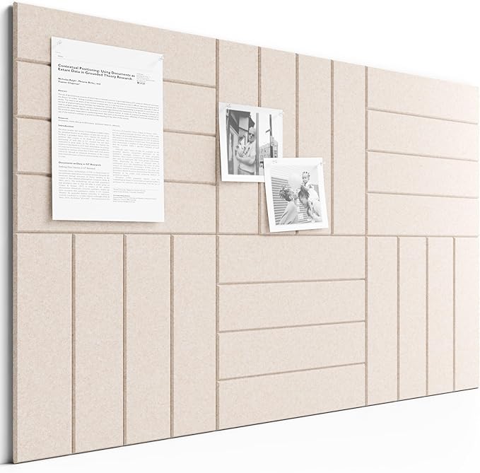 Bumusty Large Cork Board Alternative-36 x24 Felt Bulletin Board Tiles, with 30 Pushpins, 40 Adhesive Tabs, 6-Pack Slat Wall Paneling, Cork Boards for Office Push Pin Board Felt Board-Oatmeal