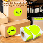3 Inch Round Color Coding Labels (500 per Roll) - Colored Dot Stickers Round Labels for Inventory, Warehouse, Office Organizing - Fluorescent Yellow Circle Stickers