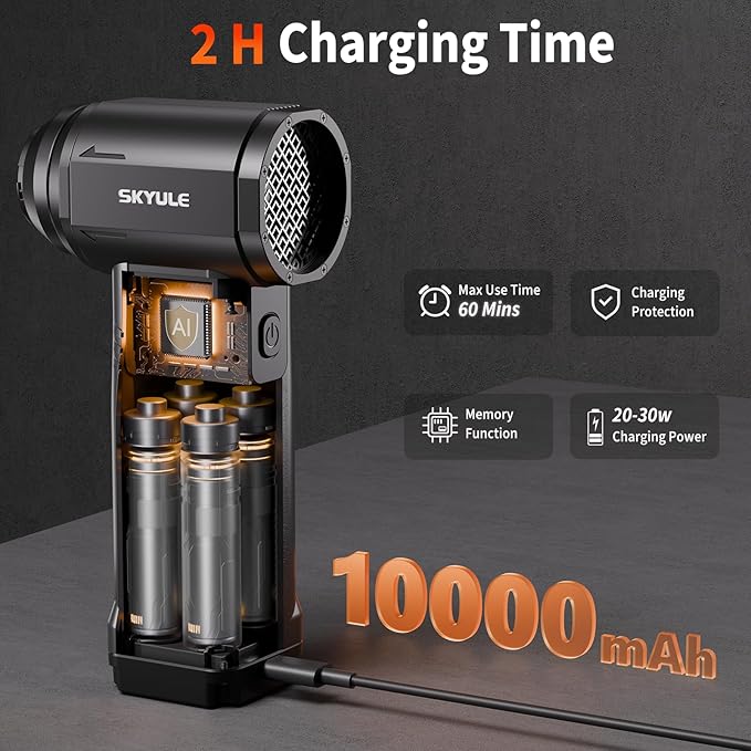 Electric Air Duster-260,000RPM Ultra-Powerful Compressed Air Duster with 10000mAh Rechargeable Battery, Cordless 10-Gear Adjustable Air Blower with Fast Charging, Duster Blower for PC, Home, Outdoor