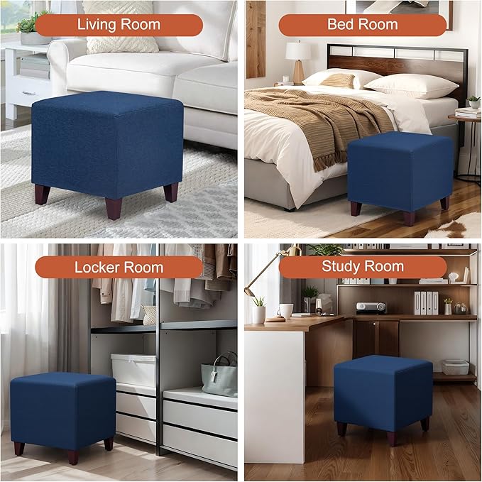 Edeco Ottoman with Square Cube Design, 16 Inch Footstools and Ottomans Small, Large Load Capacity, Square Foot Rest Ottoman for Living Room