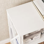 Adompacat Horizontal Bookshelf Bookcase,6 Cube Storage Organizer with Open Shelf,47 Inch Industrial Low Wide Wood and Metal Cubby Shelf,Long Shelving Unit for Home Office Living Room(White,6 Cube)