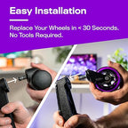 The Office Oasis Original Roller Style Office Chair Wheels (As Seen On PBS) - Smooth & Quiet Casters - Safe for Hardwood Floors & Carpet - Easy Installation with Universal Fit - Set of 5 - Purple