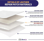 Besezx Leather Repair Patch Tape Kit, Self Adhesive Leather Repair for Furniture, Couch, Sofa, Car Seats,Office Chair,Vinyl Repair Kit.120inx16in