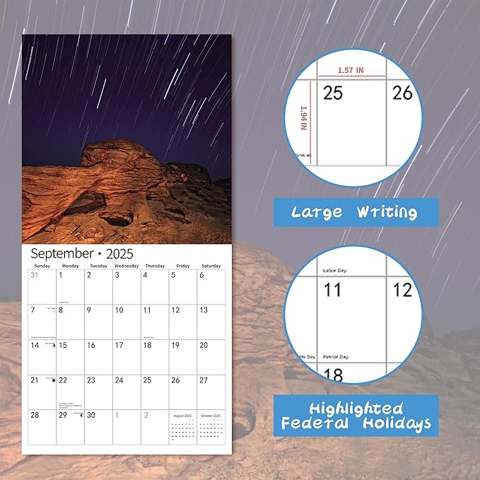 windrio 2026 Wall Calendar, Calendar 2026, July 2025 - December 2026, Wall Calendar Meteor Showe, 12" x 24" Opened,Full Page Months Thick & Sturdy Paper for Calendar Organizing & Planning