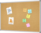 Lockways Cork Board Bulletin Board, Double Sided Corkboard 36" x 24", Wall-Mounted Aluminum Framed Message Presentation Notice Board 3 x 2