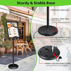 INNOVSIGN Adjustable Pedestal Sign Holder Stand 11x17Inch, Floor Standing Poster Sign Stand, Aluminum Frame for Vertical/Horizontal View Sign Stand,Outdoor/Indoor Standing Sign Holders(Black,Round)
