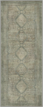 GENIMO Runner Rug 2x6 Non Slip Machine Washable Hallway Runner Rug, Low Pile Lightweight Rugs for Entryway, Hallway, Kitchen and Corridor, Sage/Blue