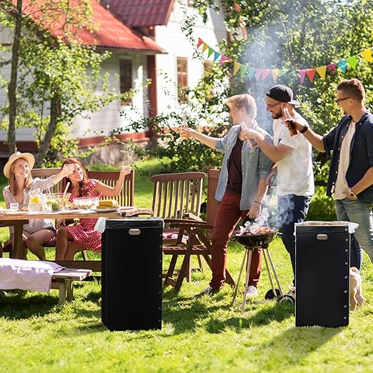 Nosiny 30 Pcs 50 Gallon Corrugated Cardboard Trash Cans for Events, Disposable and Reusable Cardboard Bin Bulk with Trash Bag, Recycling Pop-up Garbage Box, Foldable Waste Container for Party (Black)