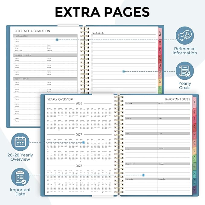 2026 Planner, 8.5" x 11" Weekly and Monthly Planner, January 2026 - December 2026, Agenda Planner with Monthly Tabs, Goal Setting & Time Management Organizer for Women & Men