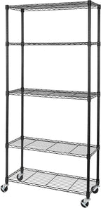 Seville Classics UltraDurable Heavy Duty NSF Solid Steel Wire Rack Storage Unit, Organizer for Garage, Warehouse, Office, Restaurant, Classroom, Kitchen, Black, 5-Tier Shelving, 36" W x 14" D