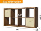 furtble Bookshelf with Storage Bins, 8-Cube Storage Organizer, Modern Wood Open Bookcase, Multifunctional Display Shelf for Living Room, Bedroom, Home Office, Classic Oak