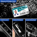 100 Pcs Clear Horizontal Badge Id Card and 100 Pcs Lanyard, Reusable Lanyards for Id Badge Holder Name Tag Badge Holder with Lanyards for Adults Kids Business School Conferences (Red)