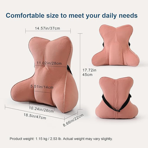 Ailuteie Lumbar Support Pillow(Pat. Pend) for Lower Back Pain Relief – Multi-Functional Ergonomic Lumbar Cushion, Reading Pillow for Office Chair, Car Seat & Sofa,Blush Pink