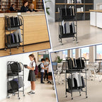 tonchean 20 Device Laptop Charging Cart, 2 Tier Open Charging Station for Laptops Tablet and Chromebook, Office and Classroom Mobile Charging Cart Open Charging Cart with Cable Management
