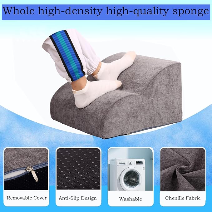 OpyTikar Foot Rest for Under Desk at Work.Multifunctional 3-Tier Foot Stool,with Washable Footrest.for Under Desk,Office Chair Gaming Chair & Sofa,Leg Elevation Pillow,Supports Posture (Grey)