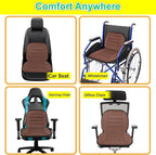 kingphenix Car Seat Cushion with Lumbar Support Pillow: Enhanced Comfort Memory Foam Design for Pain Relief, Ideal for Drivers and Office Use - Ergonomic Lumbar Comfort for Long Sitting - Brown