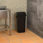 Krollen Industrial 23 Gallon Black Square Commercial Trash Can with Lid