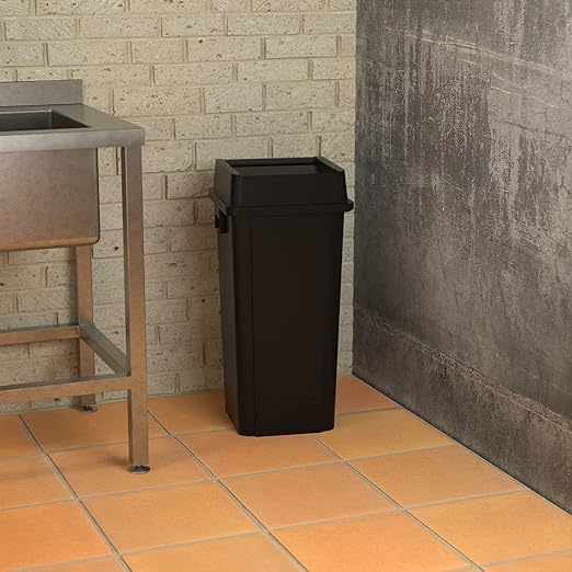 Krollen Industrial 23 Gallon Black Square Commercial Trash Can with Lid