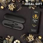 Nicpro Fountain Pen Set with Box, Classic Black Fancy Pen with Converter, 0.5mm Fine Nib Smooth Writing Calligraphy, Luxury Gift Pen