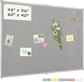 AMUSIGHT Double-Sided Large Cork Board with Linen, 48" x 36" Foldable Hanging Aluminum Framed Bulletin Board, Vision Board Pin Board Corkboards for Walls, Office, School Decor, 20 Pushpins