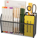 UVGVA Magnetic Pencil Holder Markers Dry Erase Holder for Whiteboard 3-Grid Locker Organizer for Fridge, Home, School and Office
