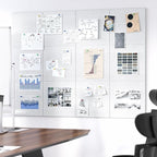 Neatsure Large Cork Board for Wall, 48" x 36" Bulletin Board with Pushpins, 12 Panels Felt Tiles Tack Push Pin Board for Office, Silver Gray