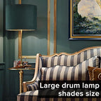 Green Velvet Lampshades Set of 2 Large Drum Lamp Shade 16" Top x 16" Bottom x 12" High (Spider) Modern Lamp Shade - Ideal for Table & Floor Lamps - Lampshades Replacement - By GO&SO