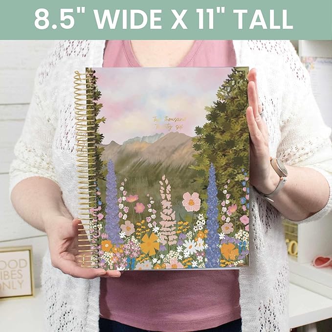 bloom daily planners HARDCOVER 2026 Planner (January to December) - 8.5” x 11” Weekly & Monthly Dated Agenda Organizer Book with Stickers & Tabs - Wildflower Mountainside