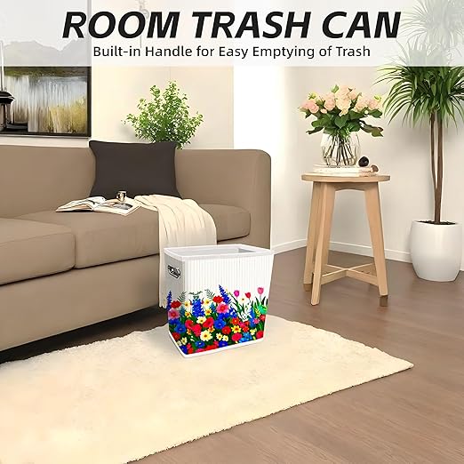 Fozxsvg Colorful Painting Bamboo 4.5 Gallon Fabric Trash Can, Cute Storage Baskets, Decorative Trash Bin for Bedroom, Office, Living Room, Kitchen