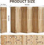 Aleesing 6 Panel Pegboard Display with 24 Hooks, Pegboard Room Divider and Folding Privacy Screens, Partition Room dividers, Wooden Room Divider Wall, Jewelry Store, Bedroom, Balcony, Light Brown