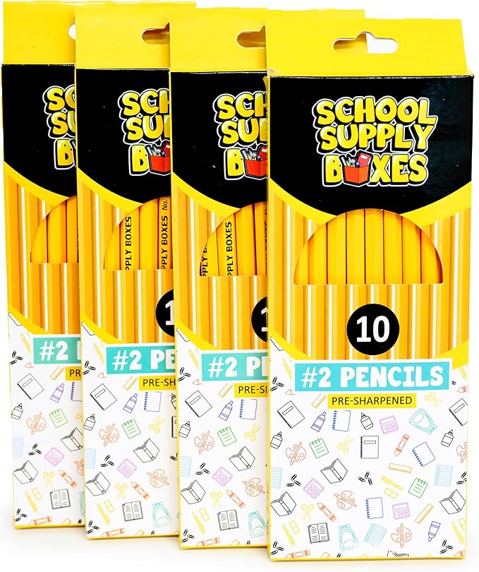 School Supply Boxes | 10 ct. Wooden Pencil Pack | 48 Packs | Pre-Sharpened No. 2 Wooden Pencils | 480 Total Pencils