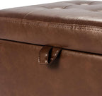 Asense 17 Inch Faux Leather Ottoman with Storage, Square Ottoman Footstool Upholstered Footrest for Couch Entryway Bedroom Living Room, Coffee