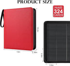 GEAoffice Premium Top Loader Binder 9 Pockets, Waterproof PU Leather Card Binder for Toploaders Holds 324 Cards, Side Loading Archival Safe Card Album Collection Binder for MTG, TCG, Sports Cards, Red