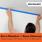 No-Residue 2 Inch, 60 Yard Blue Painters Tape 2 Pk. Easy-Tear, Pro-Grade Removable Masking Tape Great for Home, Office, Commercial Contractor. Clean, Drip-Free Painting with Wide Crepe Paper Rolls