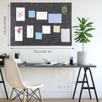 Large Cork Board 28" x 19", 6 Pack Felt Wall Tiles with Colored Pushpins, Bulletin Boards with Removable Self-Adhesive Strips, Pin Board Cork Boards for Walls Office Home-Dark Gray