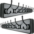 Dseap Wall Mounted Coat Rack: 38-1/4" Long, Patented, Heavy-Duty, 10-Double-Hooks Wooden Hanger Rail for Winter Coats, Hats, Jackets, Clothing - Black, Pack of 2