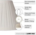 Creme Linen Large Box Pleat Lamp Shade 7" Top x 14" Bottom x 11" High (Spider) Replacement with Harp and Finial - Springcrest